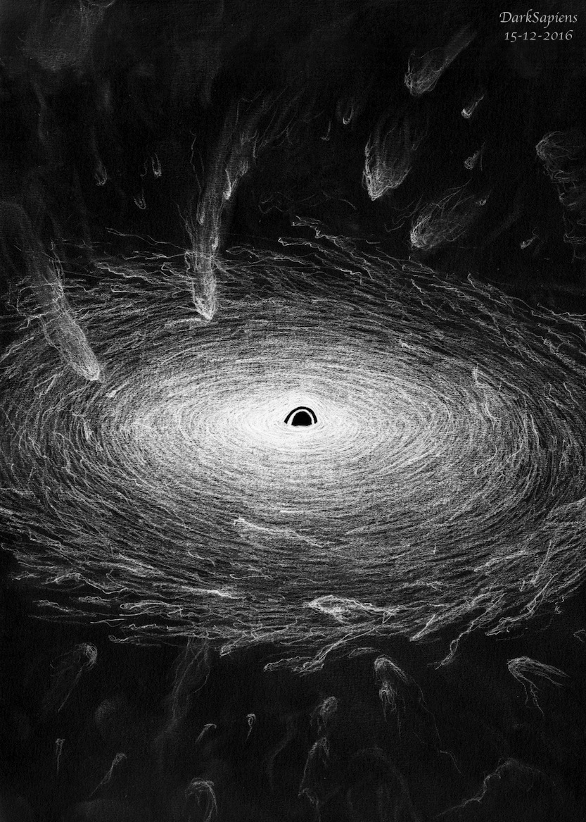 Disco de acreción en torno al agujero negro supermasivo del centro de una galaxia activa (Héctor Vives)