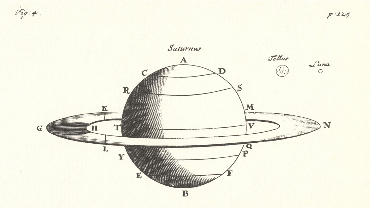 Saturno y su anillo según Huygens (Cosmotheoros)